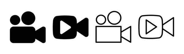 Videopictogram Set Illustratie Videocamera Teken Symbool Filmteken Bioscoop — Stockvector