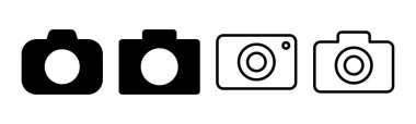 Kamera simgesi çizimi. Fotoğraf makinesi işareti ve sembol. fotoğrafçılık simgesi.