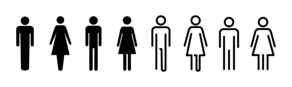 Icono Hombre Mujer Conjunto Ilustración Signo Símbolo Masculino Femenino Niñas — Vector de stock