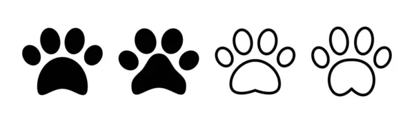 Paw Icon Set Illustration Paw Print Sign Symbol Dog Cat — Stock Vector