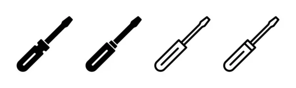 Illustrazione Set Icona Cacciavite Strumenti Segno Simbolo — Vettoriale Stock