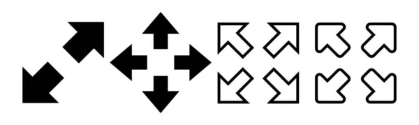 Obrázek Sady Celoobrazovkových Ikon Rozbalit Značku Symbol Celé Obrazovky Symbol — Stockový vektor