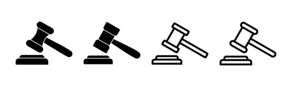Gavel图标集示例 判断Gavel标志和符号 法律图标 拍卖锤 — 图库矢量图片