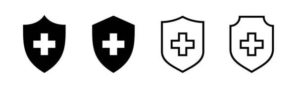 Sjukförsäkring Ikon Set Illustration Skylt Och Symbol För Försäkringsdokument — Stock vektor