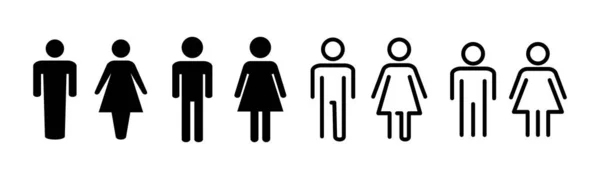 Man Woman Icon Set Illustration Male Female Sign Symbol Girls — Stock Vector