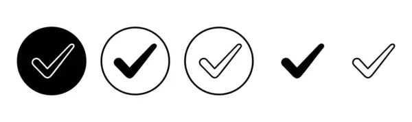 Controlla Illustrazione Del Set Icone Segno Segno Spunta Simbolo — Vettoriale Stock
