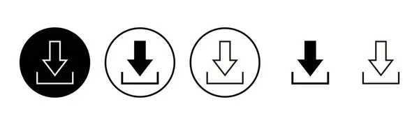 Stáhnout Ilustraci Sady Ikon Stáhnout Značku Symbol — Stockový vektor