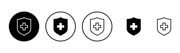 Illustrazione Set Icone Assicurazione Sanitaria Segno Simbolo Del Documento Assicurativo — Vettoriale Stock