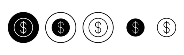 Illustration Jeu Icônes Signe Symbole Argent — Image vectorielle