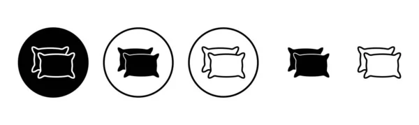 枕アイコンセットイラスト 枕の記号と記号 快適なふわふわ枕 — ストックベクタ