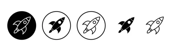 Rocket Pictogram Set Illustratie Startup Teken Symbool Raketwerper Icoon — Stockvector