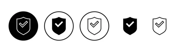Ilustração Conjunto Ícone Marca Verificação Escudo Assinatura Aprovação Proteção Ícone — Vetor de Stock