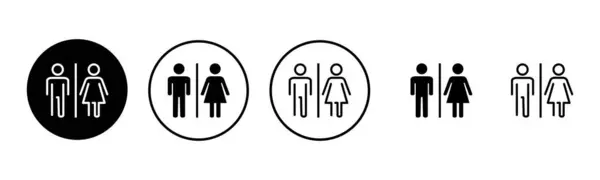 Toilet Icoon Set Illustratie Meisjes Jongens Toiletten Teken Symbool Badkamerbord — Stockvector