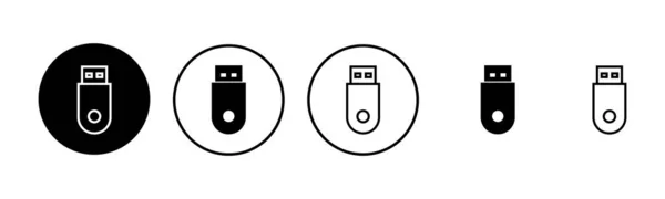 Illustration Jeu Icônes Usb Signe Symbole Disque Flash Signe Lecteur — Image vectorielle