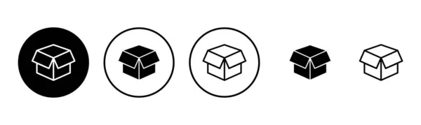 Иллюстрация Набора Значков Коробки Знак Символ Коробки Посылки Упаковки — стоковый вектор