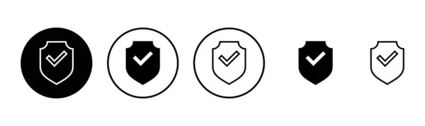 Ilustración Conjunto Iconos Marca Verificación Escudo Protección Aprueba Signo Icono — Archivo Imágenes Vectoriales