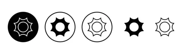 Иллюстрация Набора Значков Солнца Знак Яркости Символ — стоковый вектор