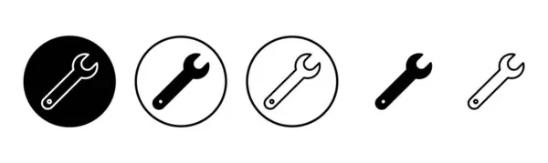 レンチアイコンセットイラスト 修理アイコン 道具の記号や記号 — ストックベクタ