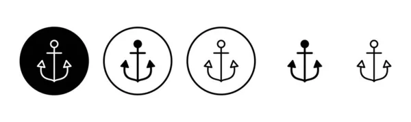 Anker Icon Set Illustration Ankerzeichen Und Symbol Ikone Der Ankermarine — Stockvektor