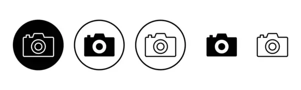 Ілюстрація Набору Піктограм Фотоапарата Знак Фотоапарата Символ Значок Фотографії — стоковий вектор