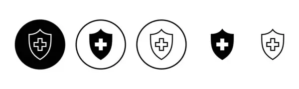 健康保险图标集示例 保险文件标志和符号 — 图库矢量图片