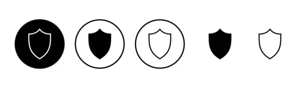 Illustration Jeu Icônes Shield Icône Protection Signe Symbole Sécurité — Image vectorielle