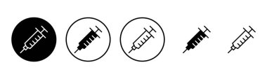 Şırınga ikonu çizimi. İğne işareti ve sembol. Aşı simgesi