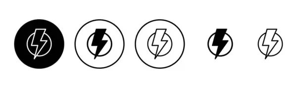 Ilustrace Sady Blesk Elektrické Znamení Symbol Ikona Energie Energetický Znak — Stockový vektor