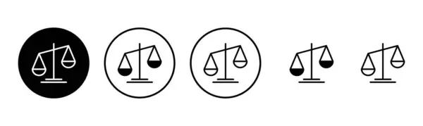 Ikona Wagi Zestaw Ilustracji Ikona Skali Prawa Podpis Symbol Sprawiedliwości — Wektor stockowy