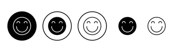 Ilustracja Zestawu Ikon Uśmiechu Uśmiech Ikona Emotikony Znak Zwrotny Symbol — Wektor stockowy