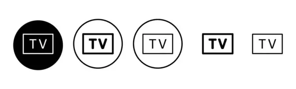 Εικόνα Συνόλου Εικονιδίων Τηλεόρασης Τηλεοπτικό Σήμα Και Σύμβολο — Διανυσματικό Αρχείο