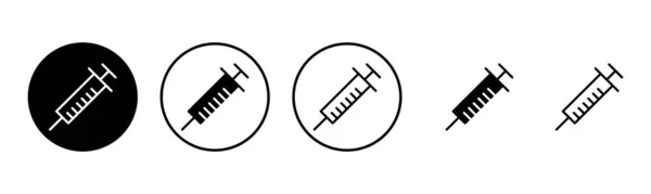 Illustrazione Set Icona Siringa Segno Simbolo Dell Iniezione Icona Del — Vettoriale Stock