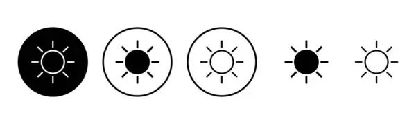 Ilustração Conjunto Ícones Solares Sinal Brilho Símbolo — Vetor de Stock