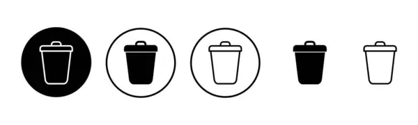 Ilustração Conjunto Ícones Lixo Ícone Lata Lixo Excluir Sinal Símbolo — Vetor de Stock
