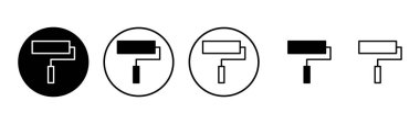 Boya simgesi çizimi. Boya fırçası işareti ve sembol. boyama silindiri vektörü