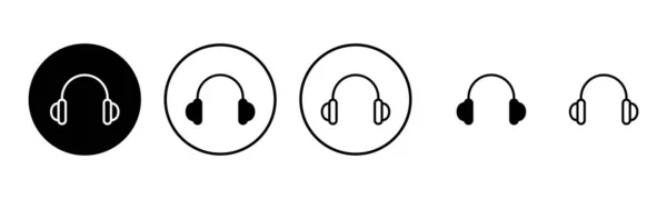 Illustrazione Set Icona Cuffie Segno Cuffia Simbolo — Vettoriale Stock