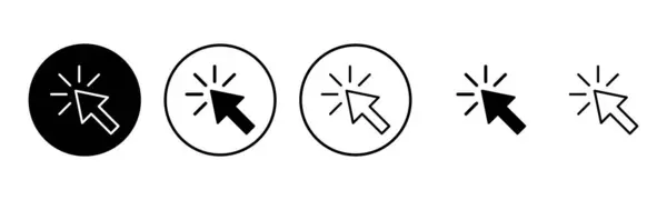 Clicca Sull Icona Imposta Illustrazione Segno Freccia Puntatore Simbolo Icona — Vettoriale Stock