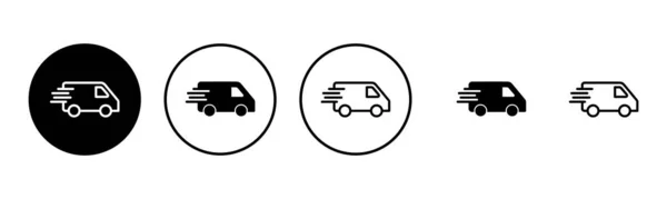 Ikona Dodávkového Vozu Nastavena Ilustraci Nákladní Auto Symbol Ikona Rychlé — Stockový vektor