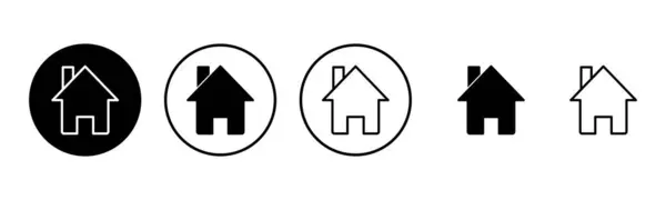 家庭图标集插图 房屋标志和标志 — 图库矢量图片