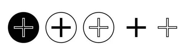 Icon Set Illustration Pluszeichen Und Symbol Hinzufügen — Stockvektor