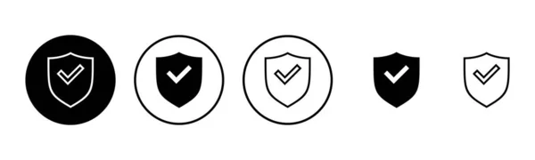 Bouclier Cocher Icône Jeu Illustration Protection Approuver Signe Icône Assurance — Image vectorielle