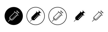 Şırınga ikonu çizimi. İğne işareti ve sembol. Aşı simgesi