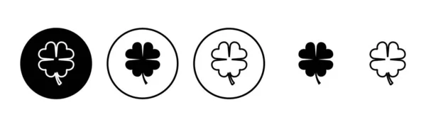 Clover Icon Set Illustration Kleeblatt Zeichen Und Symbol Kleeblatt Ikone — Stockvektor