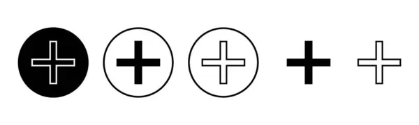 Más Ilustración Conjunto Iconos Añadir Más Signo Símbolo — Vector de stock