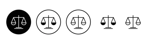 Escalas Icono Conjunto Ilustración Icono Escala Legal Señal Símbolo Justicia — Archivo Imágenes Vectoriales