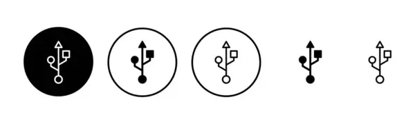 Ikona Usb Zestaw Ilustracji Znak Symbol Dysku Flash Znak Pamięci — Wektor stockowy