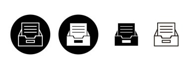 Arşiv dizinleri simgesi çizimi. Belge vektör simgesi. Depolama simgesini arşivle.