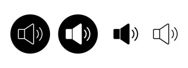 Sözcü simgesi çizimi. Ses düzeyi ve sembol. Hoparlör ikonu. ses sembolü