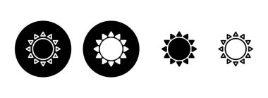 Güneş simgesi çizimi. Parlaklık işareti ve sembol.