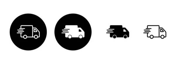 Levering Truck Pictogram Set Illustratie Vrachtwagenbord Symbool Verzending Snelle Levering — Stockvector